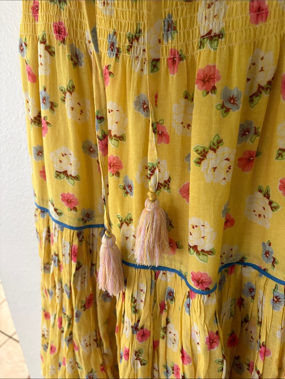 LoveShackFancy Weber Tiered Midi Skirt in Yellow - Picture 4 of 9